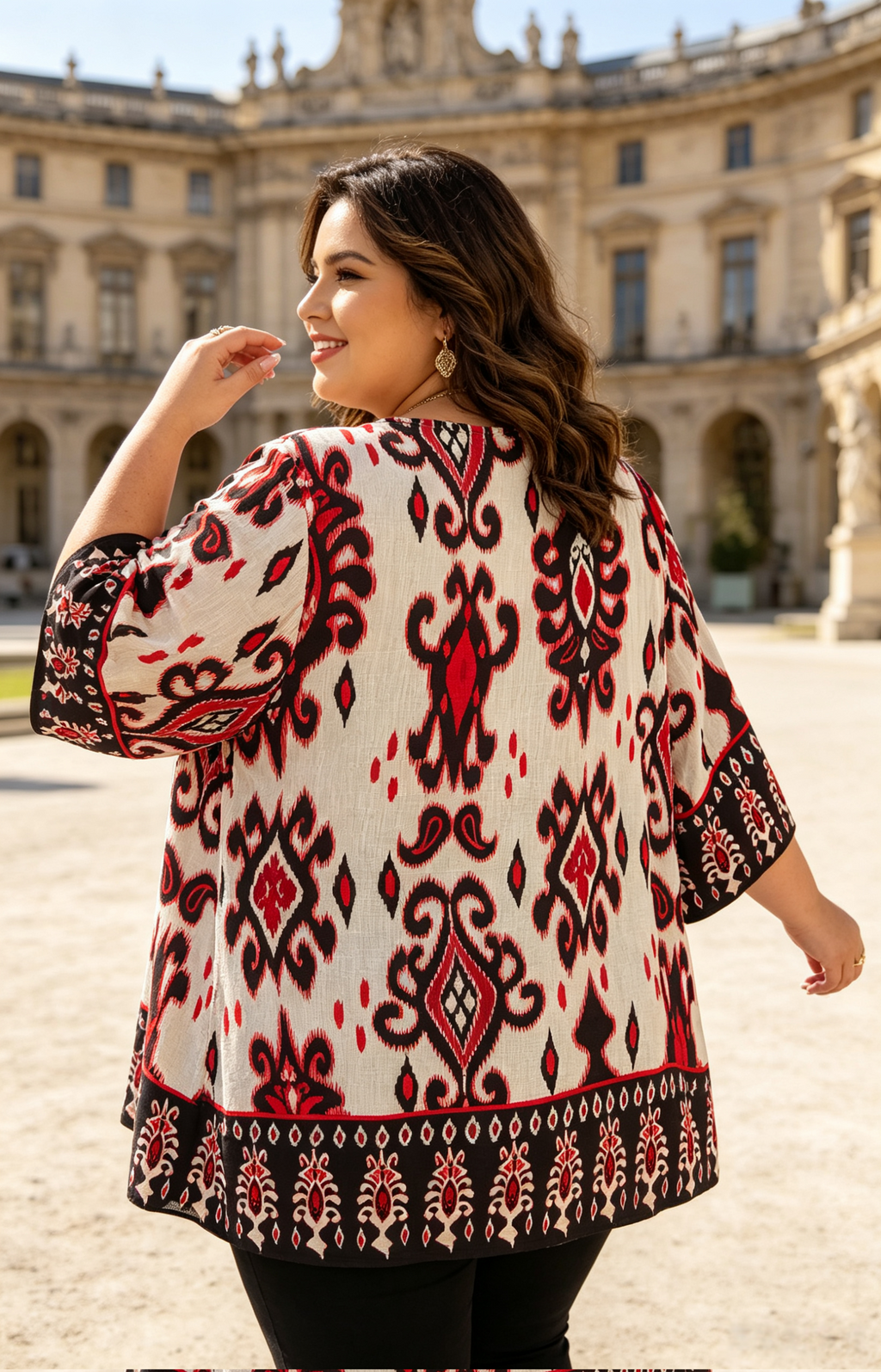 Blouse Grande Taille 46-60 | Motif Ikat Évasée | Minceur | Plusieurs Couleurs H 28
