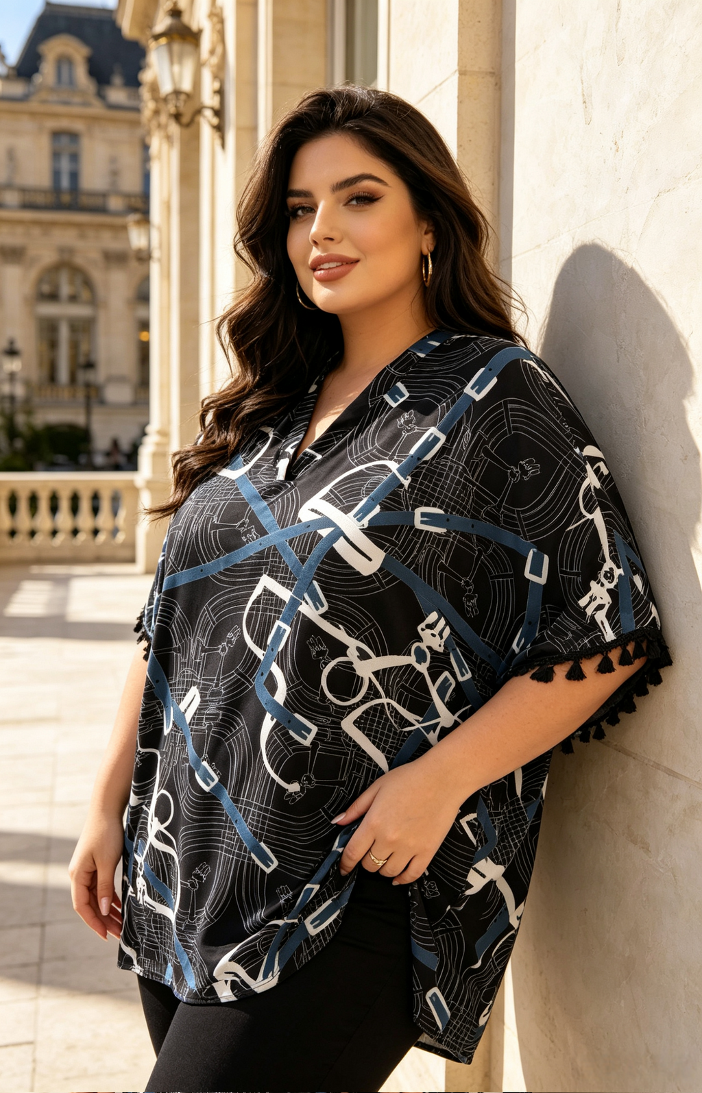 Blouse Grande Taille Femme 46-60 | Haut Imprimé Équestre à Manches Courtes, Plusieurs Couleurs Disponibles H 638