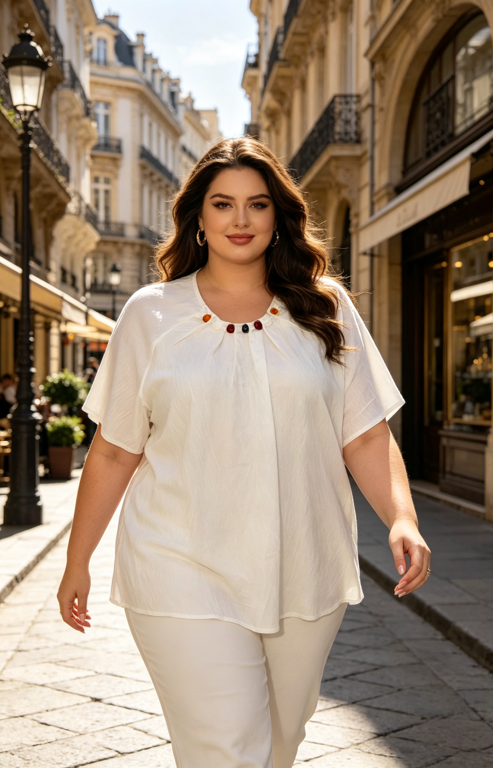 Top Grande Taille Femme 46-60 | Blouse Noire Décontractée avec Perles Multicolores, Manches Courtes, Fluide et Confortable, Plusieurs Couleurs Disponibles H 643 UNI