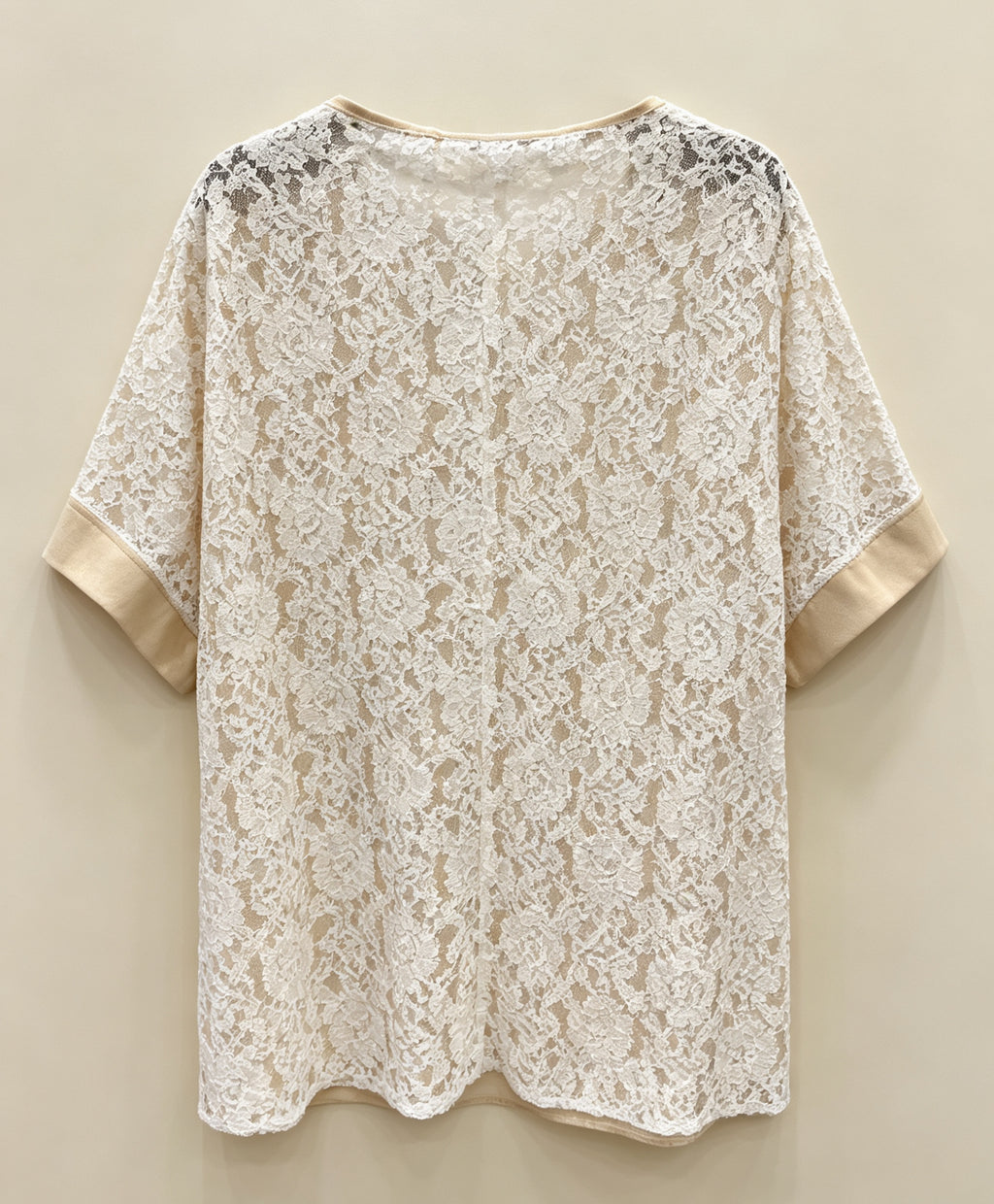 Große Größe Bluse Beige Blau Jeans Hellblau, Oberteil Kurzarm Rücken Voll Spitze, T-Shirt V-Ausschnitt Elegant für Damen Große Größen, Top Lässig Schick Sommer, Bequemes Hemd Bedruckt Rücken Transparent 2WH645