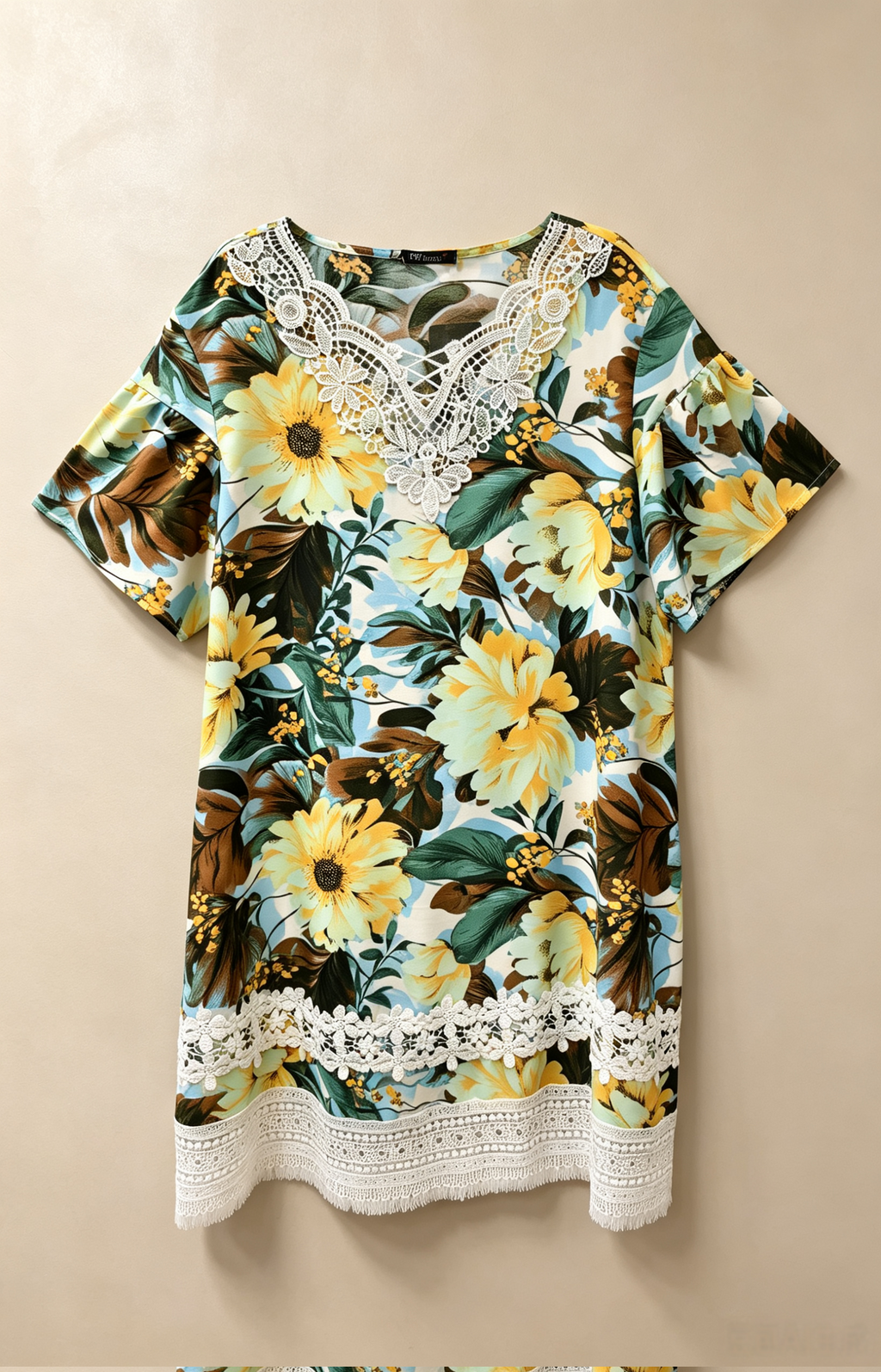 Robe Grande Taille Femme 46-60 | Robe Florale à Dentelle, Manches Courtes, Plusieurs Couleurs Disponibles R 619