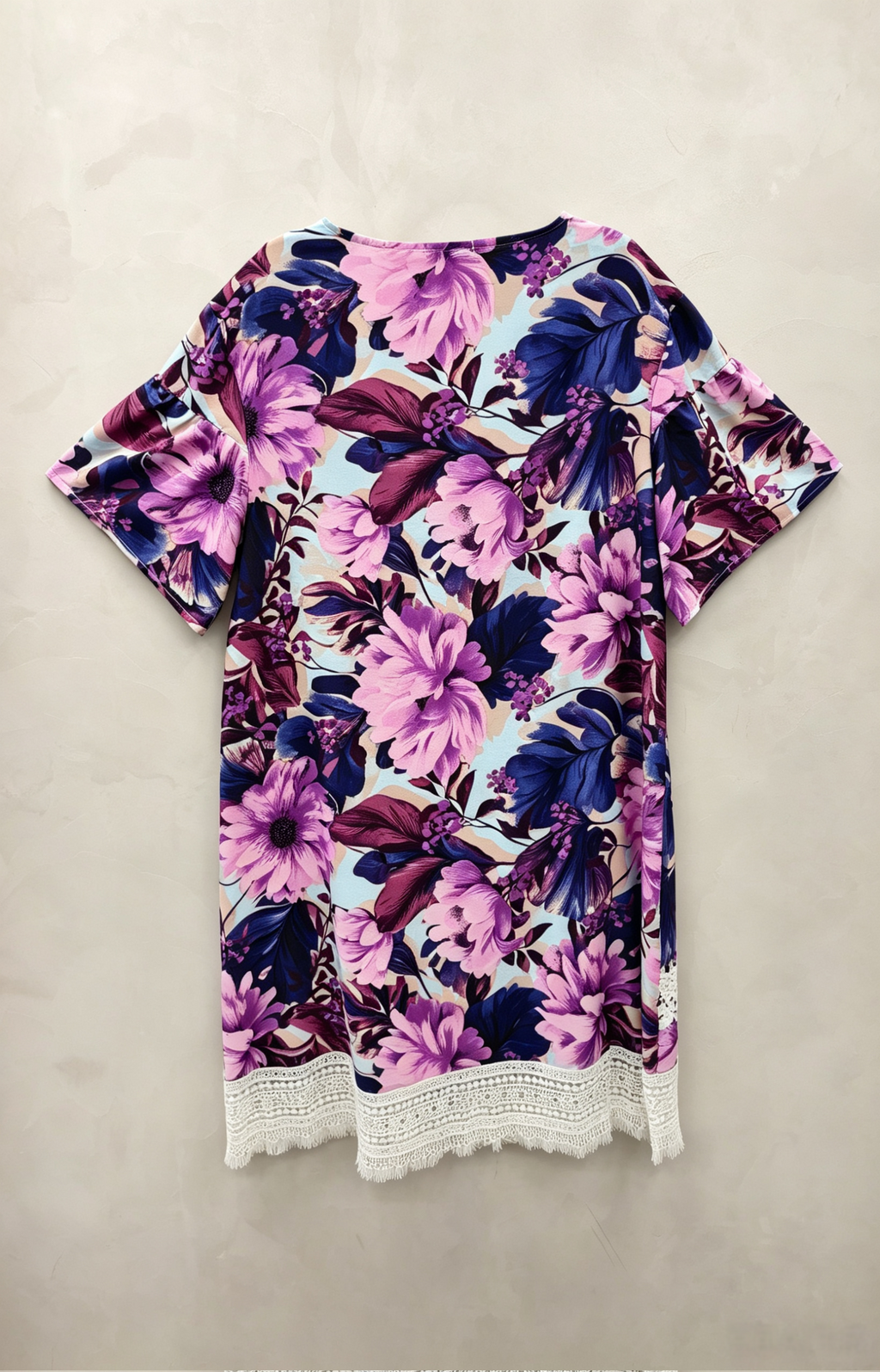 Robe Grande Taille Femme 46-60 | Robe Florale à Dentelle, Manches Courtes, Plusieurs Couleurs Disponibles R 619